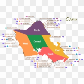 Map Of Oahu Labeled, HD Png Download - hawaiian islands png