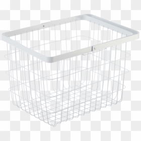 Yamazaki"s White Laundry Basket With Handle Folded - Storage Basket, HD Png Download - folded laundry png