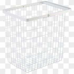 Yamazaki"s Tall White Laundry Basket With Handle Folded - Cage, HD Png Download - folded laundry png