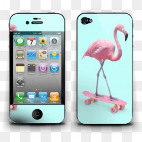 Skateboarding Flamingo Skin Iphone 4/4s - Iphone 4, HD Png Download - skateboard template png
