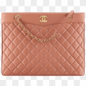 Chanel Brown/beige Lambskin Large Shopping Bag - Wallet, HD Png Download - mcm bag png