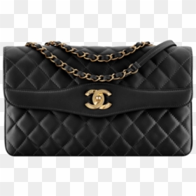 Chanel Black Lambskin Large Flap Bag - Shoulder Bag, HD Png Download - mcm bag png