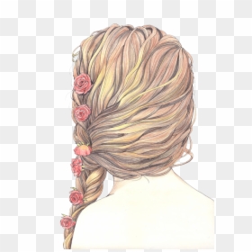 Hair, Flowers, And Drawing Image - Draw Flowers In Hair, HD Png Download - hair flower png