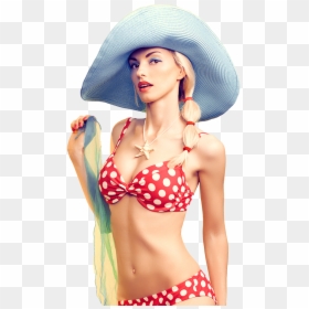 Model In Bikini And Summer Hat, HD Png Download - lingerie model png