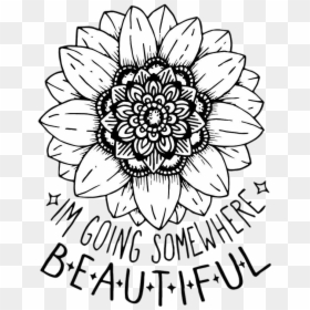 Tumblr Blackandwhite Flower Flowers Inscription Sticker - Sunflower, HD Png Download - drawn flowers png