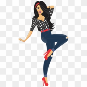 Pinup Woman Jeans Legging - Fashion Model Clip Art, HD Png Download - jeans clipart png