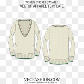 Women Cricket Sweater Vector Template - Sweater, HD Png Download - jacket template png