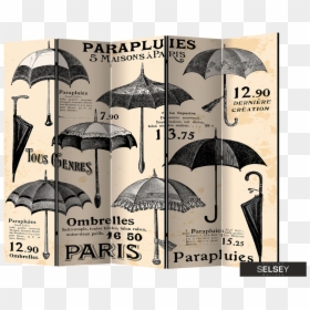 Vintage Umbrellas 5 Piece Room Divider, HD Png Download - vintage divider png