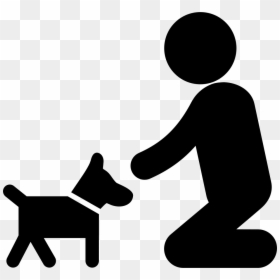 Man On His Knees To Cuddle His Dog - Human With Dog Icon, HD Png Download - cuddle png