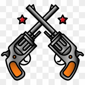 2guns Tattoo Colored Old School Weapons Swag Dope - Old School Tattoo Gun, HD Png Download - gun png