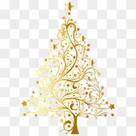 Starry Christmas Tree Gold No Background Clip Arts - Gold Christmas Tree Vector, HD Png Download - christmas tree png