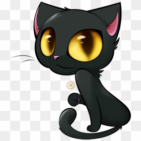 Cute Black Cat Png - Black Cat Cartoon Drawing, Transparent Png - cat png