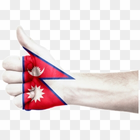 Nepal Flag Hand, HD Png Download - thumbs up png
