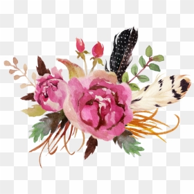 Boho Flowers And Feathers, HD Png Download - flower crown png