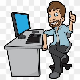 Cartoon Computer Png - Cartoon Man On Computer, Transparent Png - computer png
