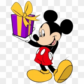 Mickey Mouse Hd Png - Mickey Mouse With Gift, Transparent Png - mickey mouse png