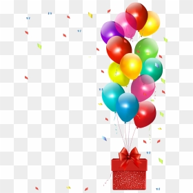 Party Balloon With Gift And Ribbons, HD Png Download - balloon png