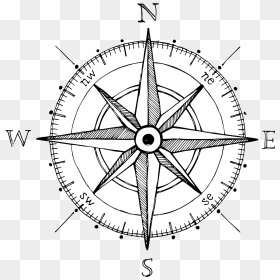 Compass Rose Drawing Hand Compass - Compass Drawing, HD Png Download - compass png