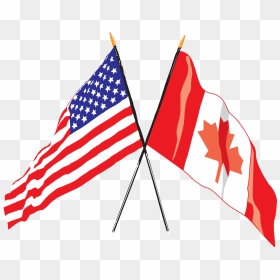Us Canadian Flag Crossed - American Canadian Flag Png, Transparent Png - usa flag png