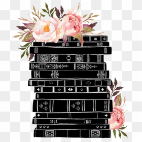Decoration Books Illustration Watercolor Book Black - Book And Flowers Watercolor, HD Png Download - books png