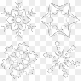 Set Of Four Snowflakes Clip Arts - เกล็ด หิมะ ลาย เส้น, HD Png Download - snowflakes png