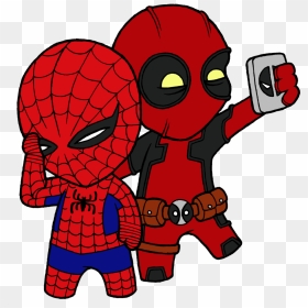 Deadpool And Spiderman Chibi - Cartoon Deadpool And Spiderman, HD Png Download - deadpool png