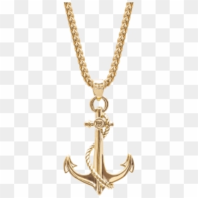 Gold Neclace With Pendant Anchor, HD Png Download - gold chain png