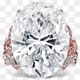 82ct Oval White Diamond Ring With Pink Diamonds - Diamond, HD Png Download - diamonds png