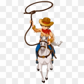 Cowboy Rope Png Transparent - Cowboy Riding Cartoon Png, Png Download - rope png