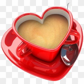 Red Coffee Cup With Heart Png Clip-art - Good Morning Thought In Love, Transparent Png - coffee cup png