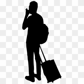 10 People With Luggage Silhouette - People Siluet, HD Png Download - silhouette png