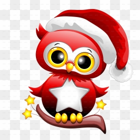 1 Baby Owl Christmas Santa Png - Clip Art Christmas Owls, Transparent Png - santa png