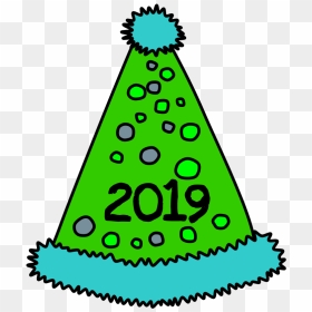 Party Hat, Pom-pom, Tinsel, Dots, 2019, Blue, Green - Party Hat, HD Png Download - party hat png