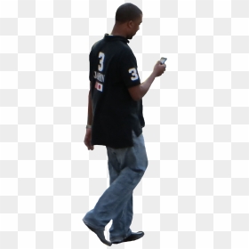 Side View Of A Person Standing Png Transparent Side - Man Walking While Texting, Png Download - people walking png
