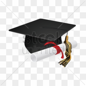 Graduation Cap And Diploma Vector Image Graphic - Graduation Hat With No Background, HD Png Download - graduation png