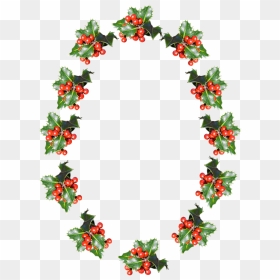 Free Clipart Christmas Holly Borders - Flower Oval Border Png, Transparent Png - christmas wreath png