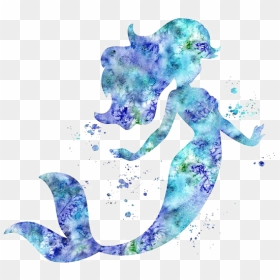 Silhouette Ariel Cinderella Watercolor Printing Painting - Mermaid Invitations, HD Png Download - mermaid png