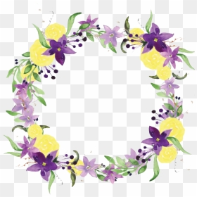 Lilac Wreath Png Image Background - Purple And Yellow Flowers Border, Transparent Png - wreath png