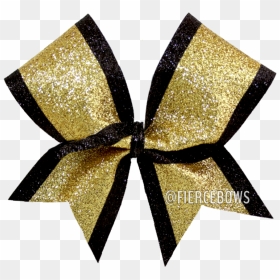 Gold Glitter With Black Glitter Trim Bow Fierce Bows - Gold And Black Bows, HD Png Download - gold glitter png