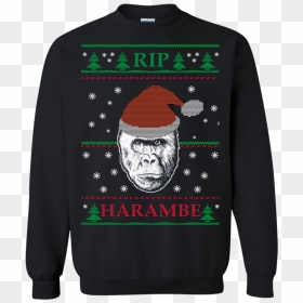 Harambe Rip Christmas Sweater, T Shirt - Christmas Sweaters With Teeth, HD Png Download - harambe png