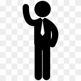 Standing Business Man With Tie And Right Arm Raised - Stick Figure With Tie, HD Png Download - stick figure png