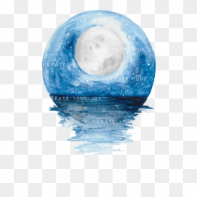 Watercolor Ocean And Moon Digital Download Png File - Transparent Watercolor Png File, Png Download - ocean png