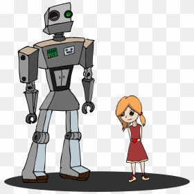 Girl And Robot Clip Arts - Girl And Robot Cartoon, HD Png Download - robot png