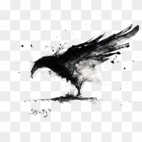Raven Black And White, HD Png Download - art png