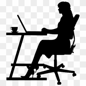 Man Sitting At Desk Png Transparent Man Sitting At - Office Woman Silhouette Png, Png Download - desk png