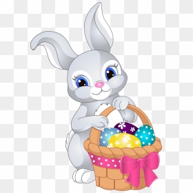 Easter Bunny With Egg Basket Png Clip Art Image​ - Cute Cartoon Easter Bunny, Transparent Png - bunny png