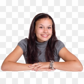 Young Attractive Woman Sitting At The Desk Png Image - Png Girl Thinking, Transparent Png - desk png