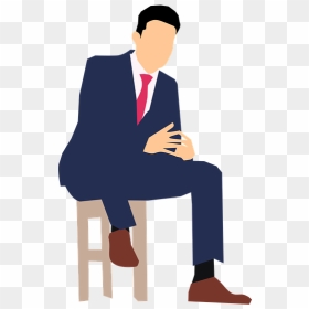 Animated Man In Suit Png, Transparent Png - person sitting png