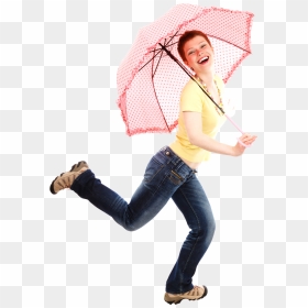 Beautiful Young Woman With Umbrella Png Image - Young Woman With Umbrella Clipart, Transparent Png - umbrella png