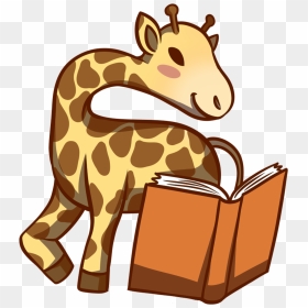 Giraffe Reading Book - Giraffe Reading A Book Clipart, HD Png Download - giraffe png